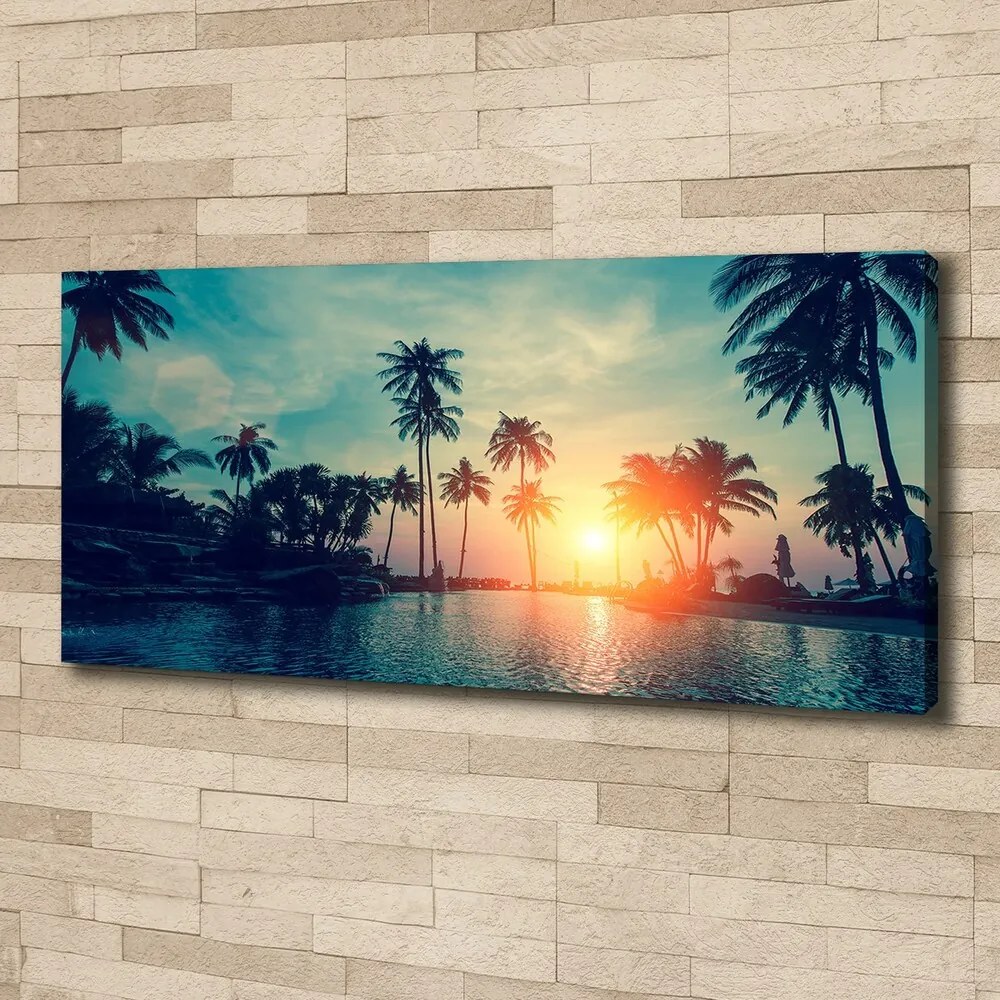 Tablou pe pânză canvas Apus de soare de palmier