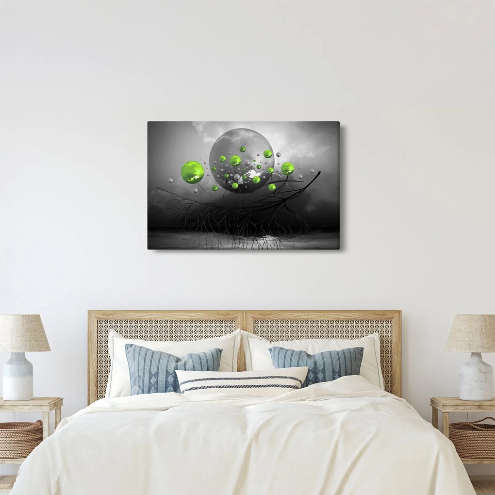 Tabloul cu bile abstracte verzi (90x60 cm)