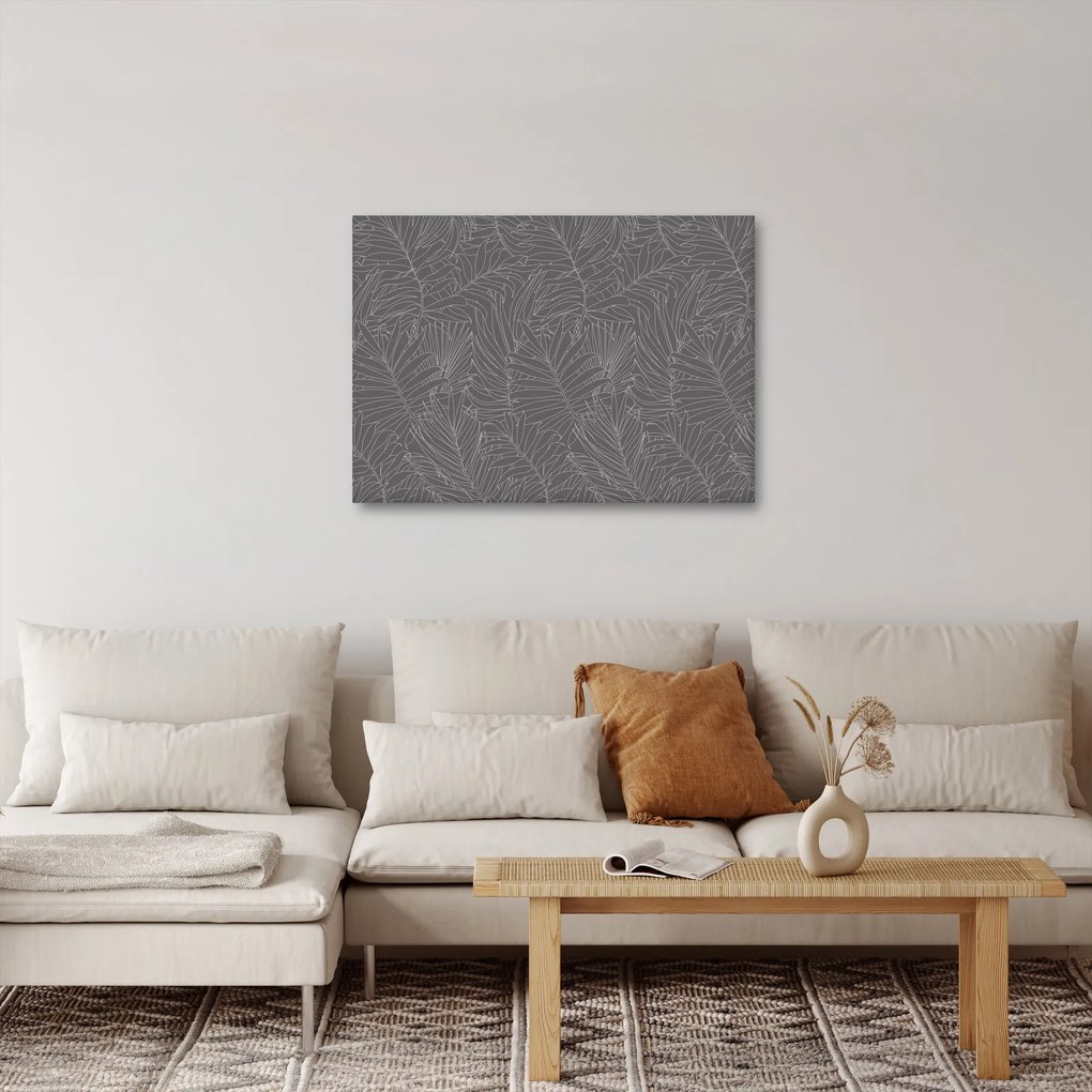 Tablou - Frunze de palmier gri (70x50 cm)