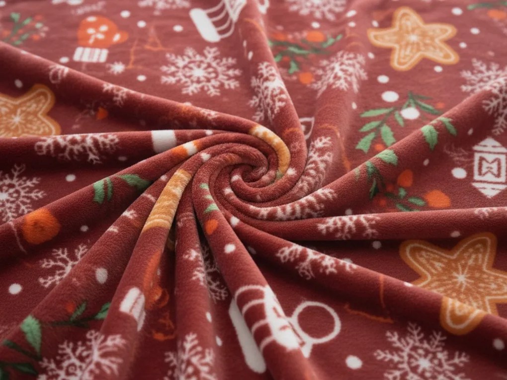 Patura din microfibre de Craciun GINGERBREAD HEART, rosie Dimensiune: 160 x 200 cm