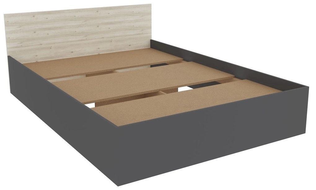Set dormitor Malmo V16, Pat 200 x 140 cm, Stejar Alb/Antracit