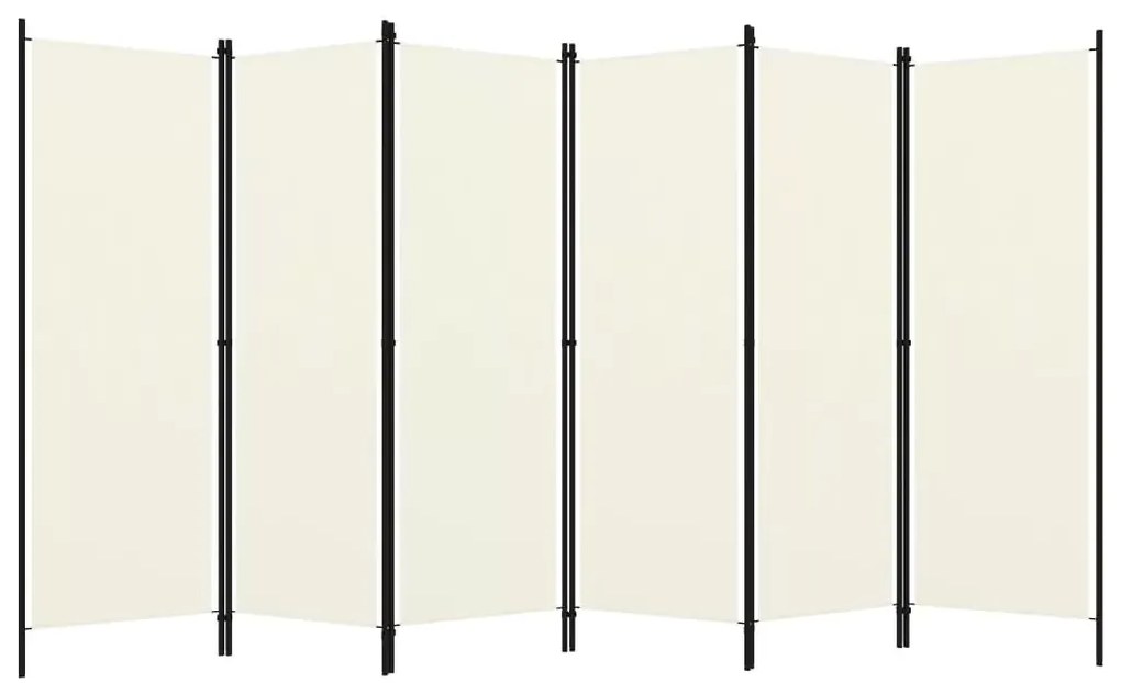 Paravan separator pentru camera,6 panouri,300 cm,textil,Alb