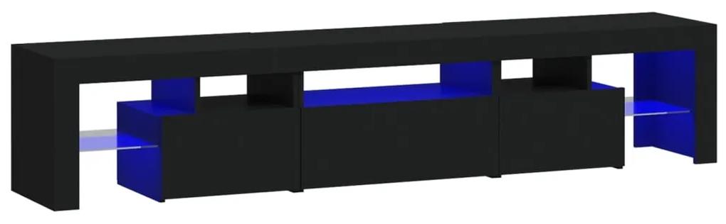 3152811 vidaXL Comodă TV cu lumini LED, negru, 200x36,5x40 cm