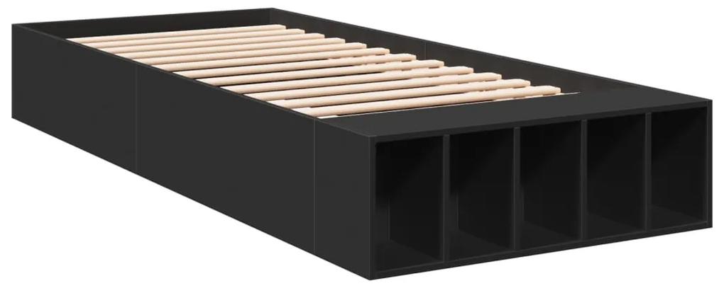 3280616 vidaXL Cadru de pat, negru, 90x190 cm, lemn prelucrat