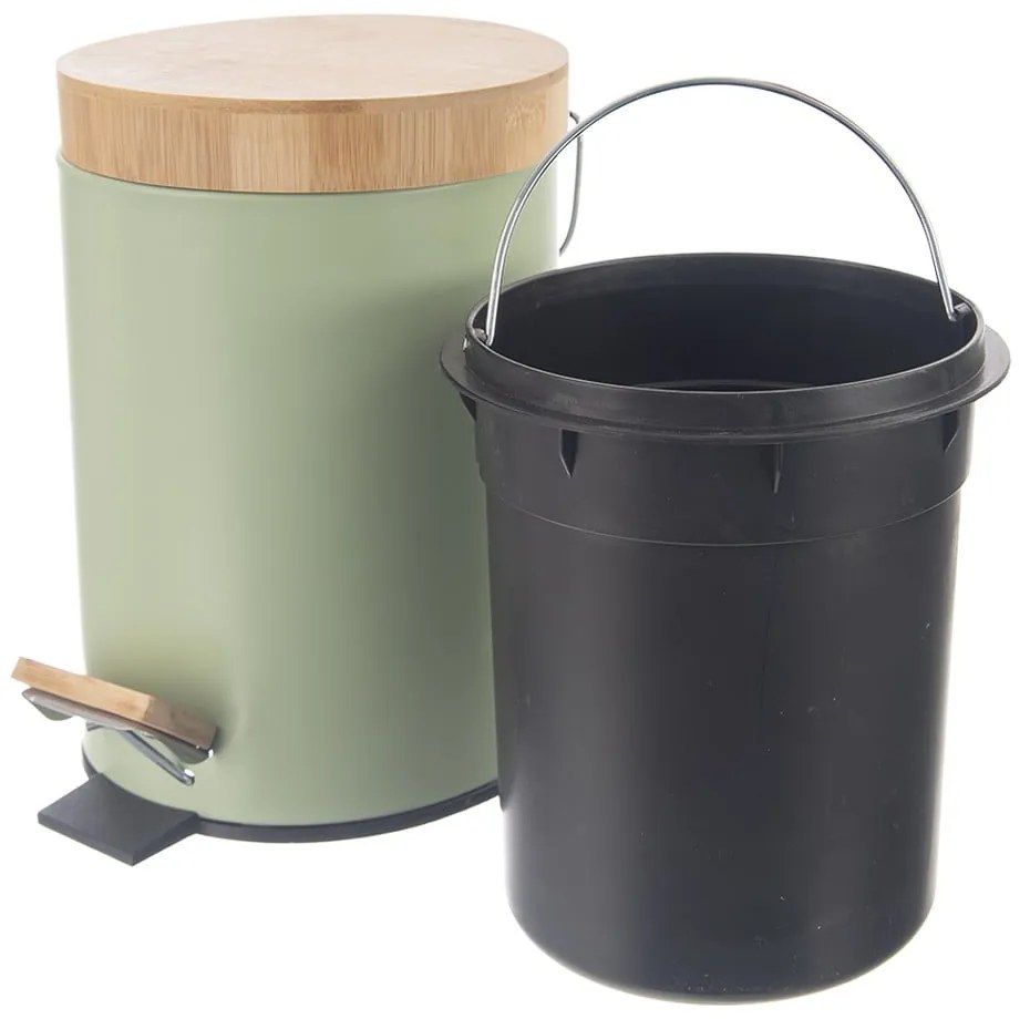 Coș de gunoi verde deschis cu pedală din metal 5 l Greenish – Orion