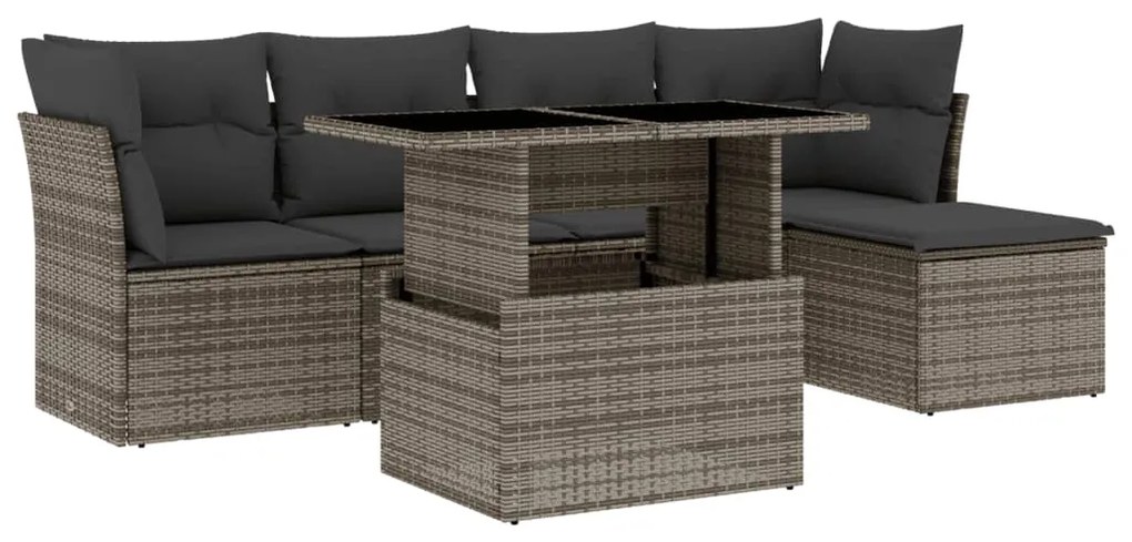 3266550 vidaXL Set mobilier grădină cu perne, 6 piese, gri, poliratan