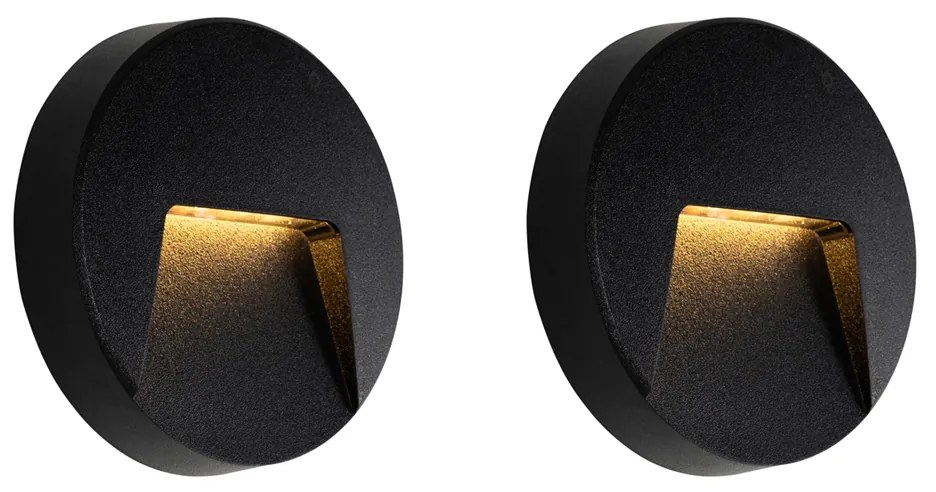 Set de 2 aplice de exterior rotunde negre cu LED IP65 - Gem
