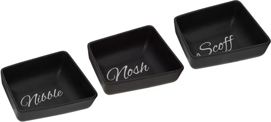 Set 3 boluri servire din ceramică Premier Housewares Mangé, negru