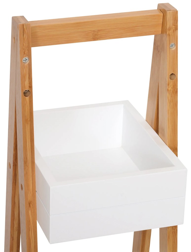 Raft cu 3 etajere Dulapior pentru baie cu economisire spatiu si multifunctional din lemn MDF si bambus 21x30x81cm, Alb HOMCOM | Aosom RO