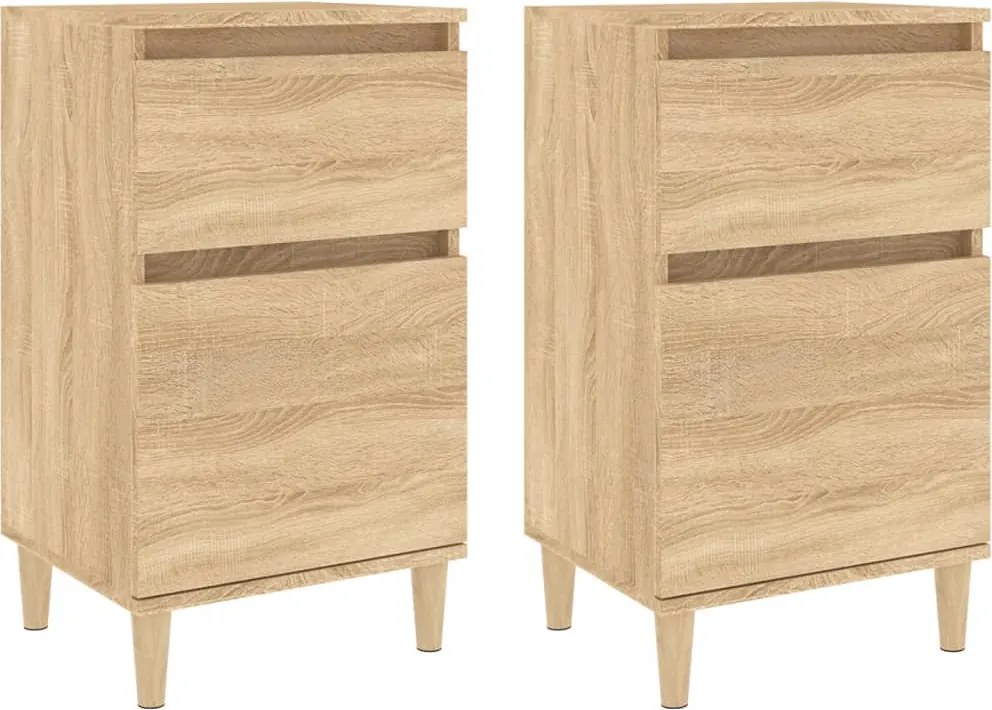 vidaXL Noptiere, 2 buc., stejar sonoma, 40x35x70 cm, lemn prelucrat