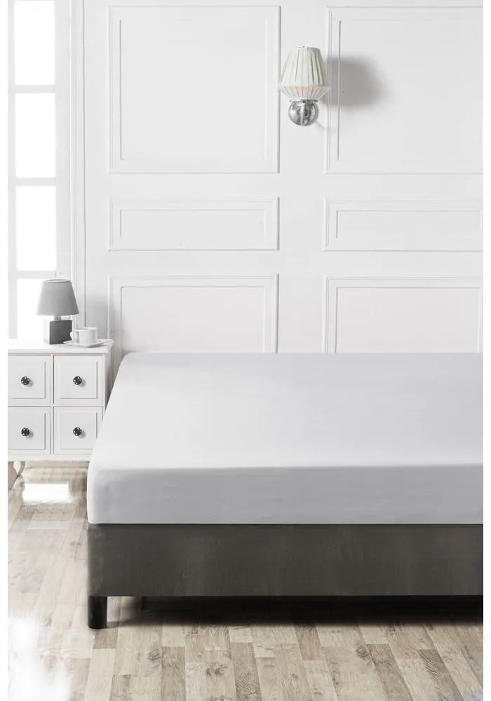 Cearceaf gri din bumbac cu elastic 140x190 cm – Mijolnir