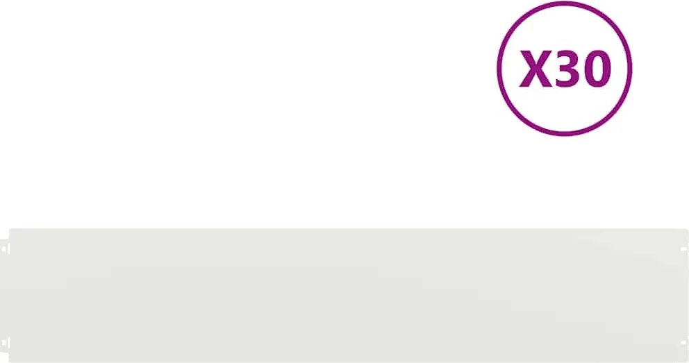 vidaXL Borduri de gazon 30 buc Alb 20x103 cm Oțel laminat la rece