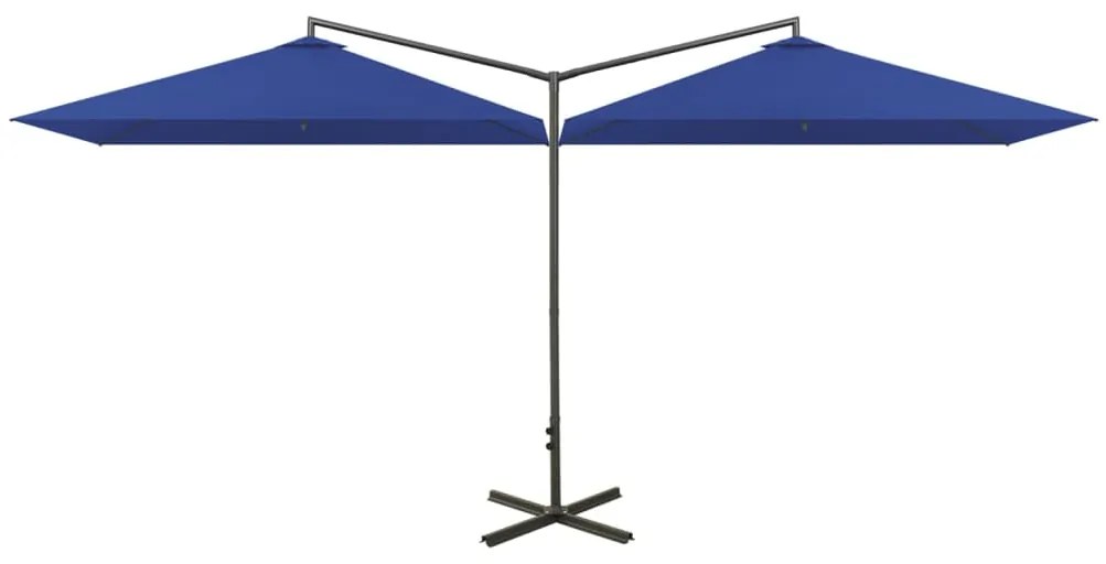 Umbrela de soare dubla cu stalp otel, albastru azur, 600x300 cm azure blue