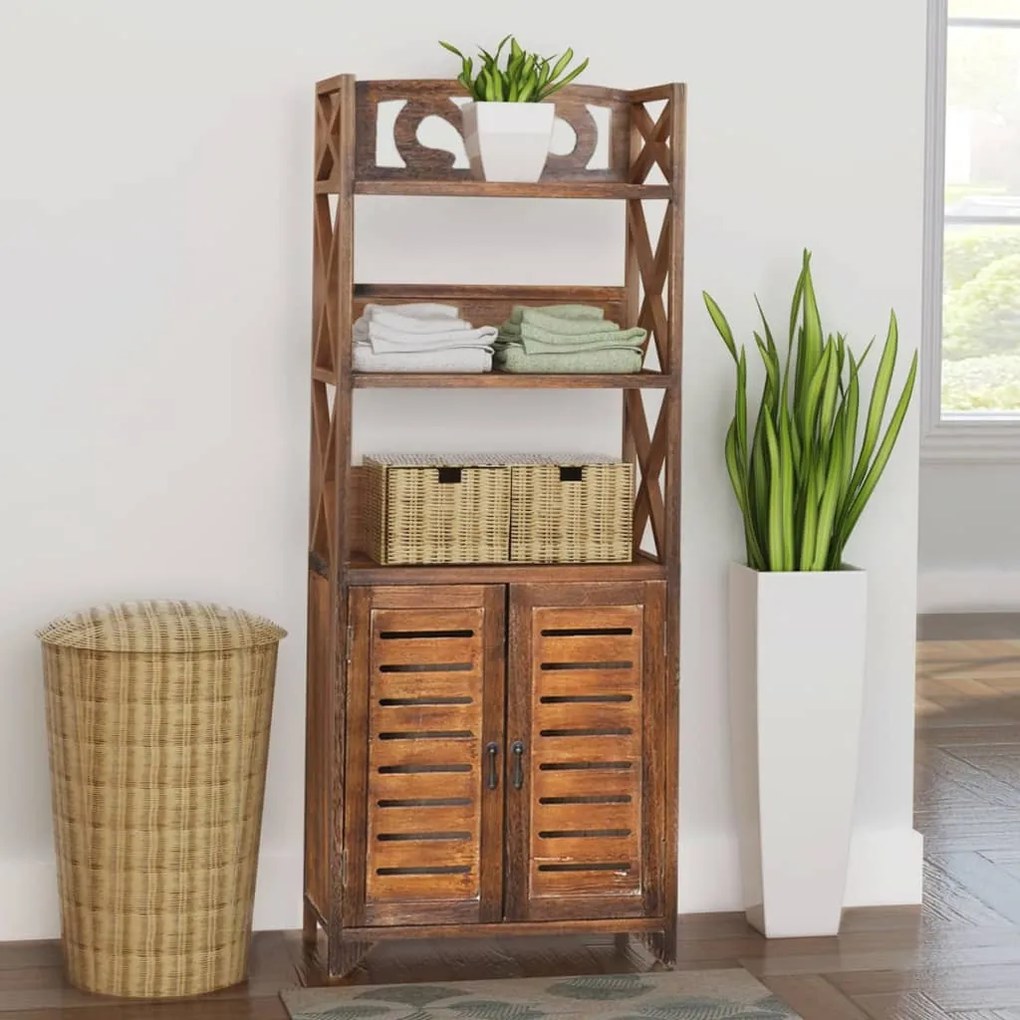 242690 vidaXL Dulap de baie Albuquerque din lemn, maro, 46 x 24 x 117,5 cm