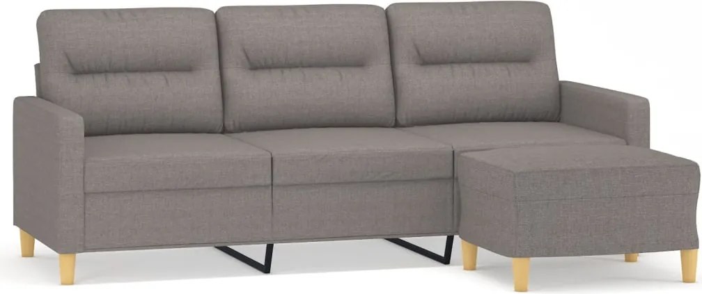 vidaXL Canapea cu 3 locuri și taburet, taupe, 180 cm, material textil