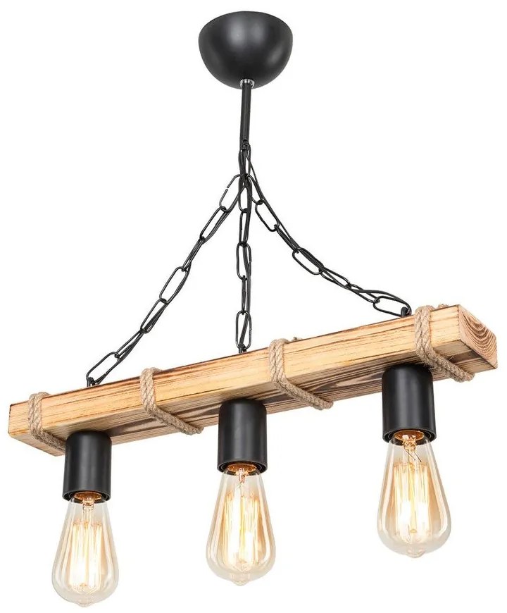 Plafonieră neagră/în culoare naturală 10.5x48.5 cm – Squid Lighting