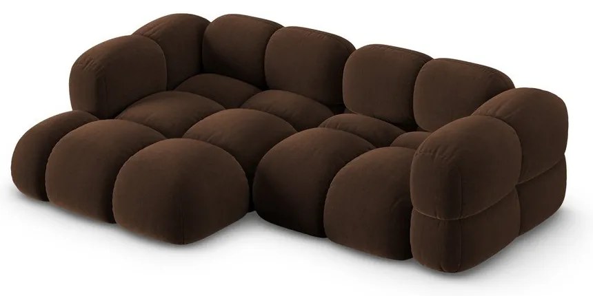 Colțar maro închis cu tapițerie din catifea (cu colț pe partea stângă/cu șezlong) Loretto – Cosmopolitan Design