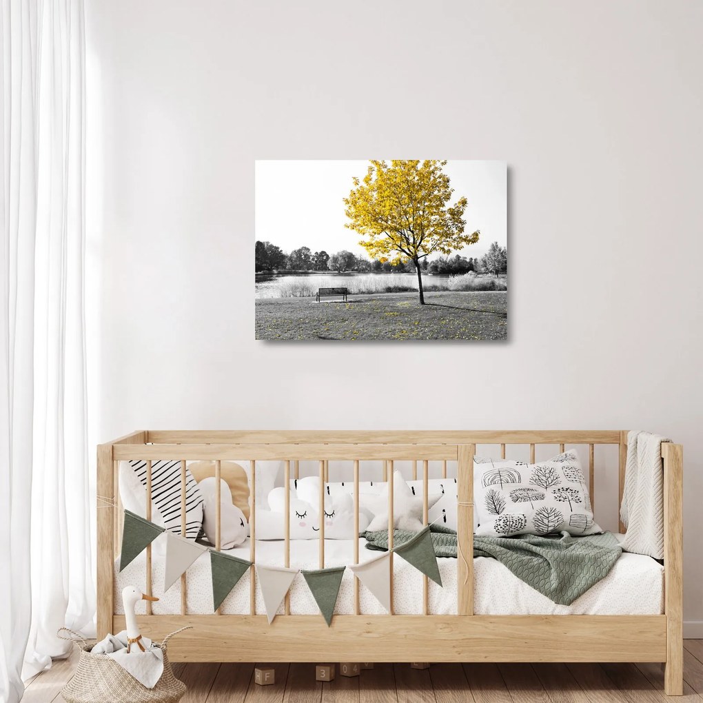Tablou pe sticlă - relaxare în parc (70x50 cm)