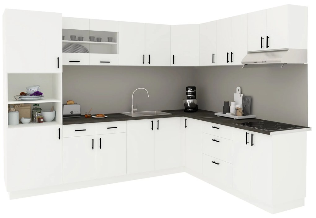 Set Bucatarie Colt Karo haaus V36, Alb, Blat Thermo 28 mm, L 320 x 160 cm
