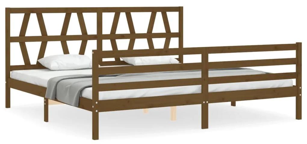 3194399 vidaXL Cadru pat cu tăblie, maro miere, 200x200 cm, lemn masiv