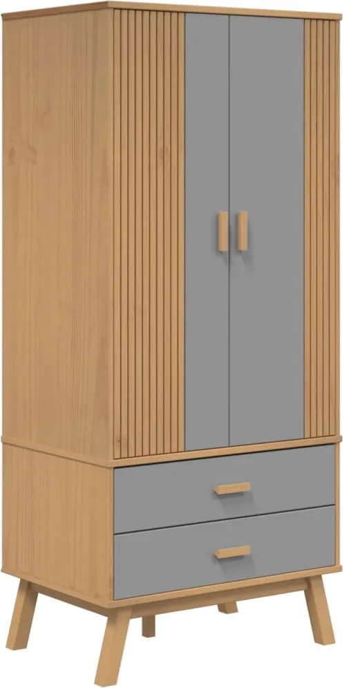 vidaXL Șifonier "OLDEN", gri/maro, 76,5x53x172 cm, lemn masiv pin
