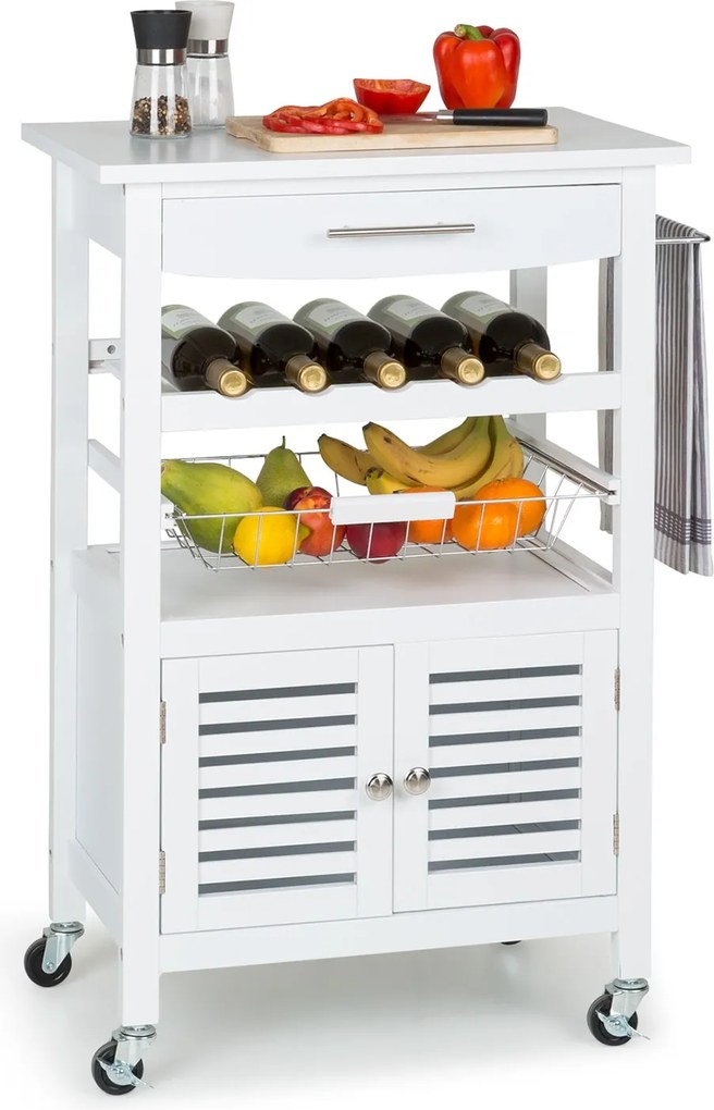 Klarstein Louisiana, cărucior de servire, cărucior de bucătărie, 5 niveluri, suport de șervețele din lemn, mobil
