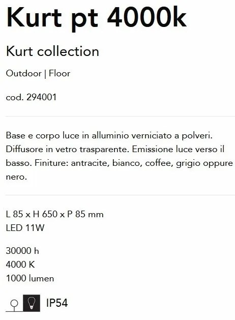 Stalp LED iluminat exterior, IP54 Kurt pt 4000k cafeniu