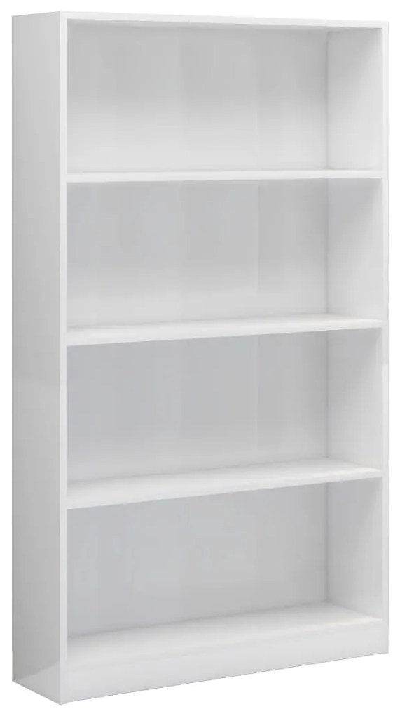 800915 vidaXL Bibliotecă 4 rafturi, alb lucios, 80x24x142 cm, lemn prelucrat
