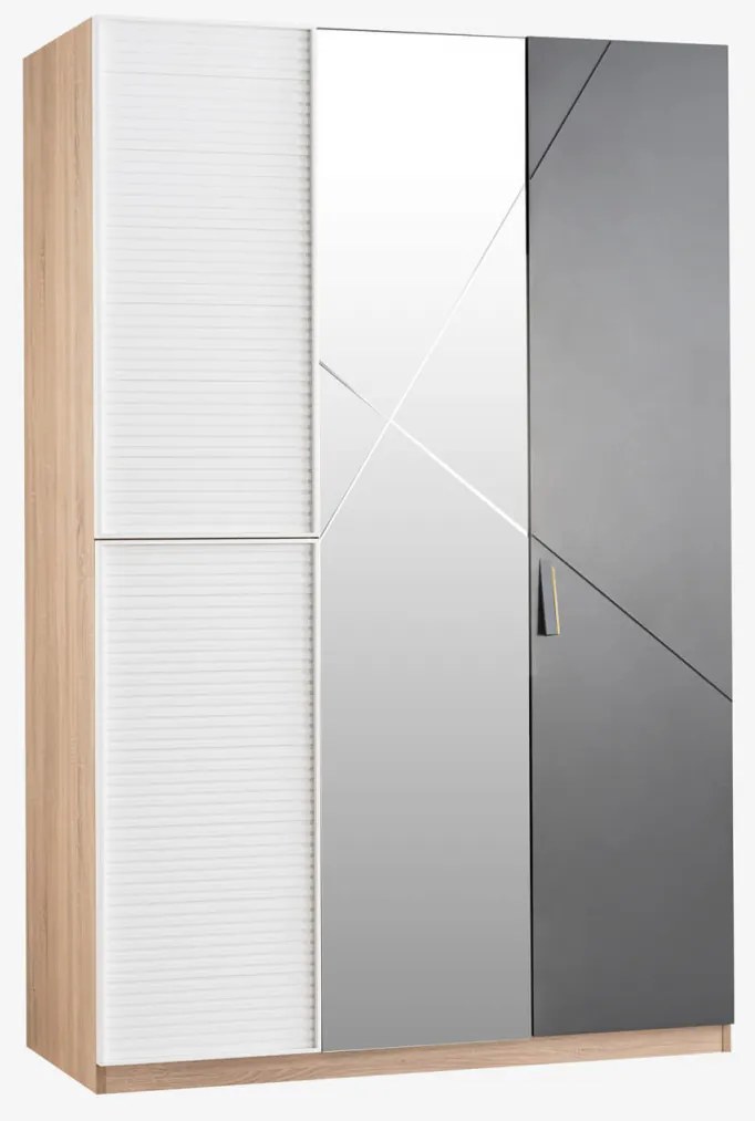 Dulap cu 3 usi si oglinda pentru copii 133x204x64 cm, Colectia NEW CITY