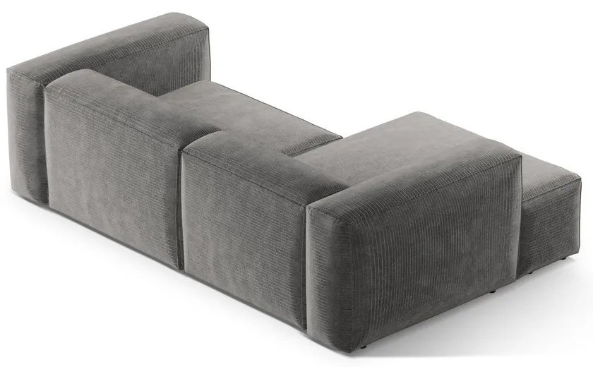 Colțar gri deschis cu tapițerie din catifea reiată (cu colț pe partea stângă/cu șezlong) Bergamo – Cosmopolitan Design