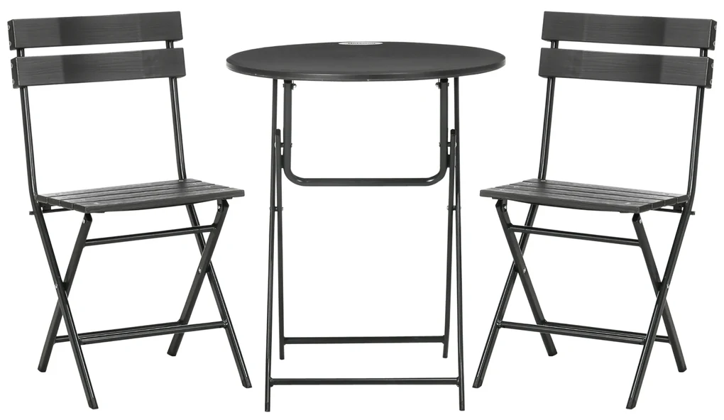 Outsunny Set Mobilier de Grădină 3 Piese pentru Terasă, Oțel și HDPE, Design Modern, Gri Închis | Aosom Romania