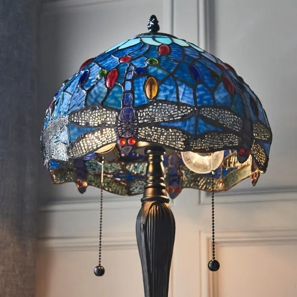 Endon 64090 - Lampă de masă Tiffany DRAGONFLY, 2xE27/60W/230V, Ø 30 cm