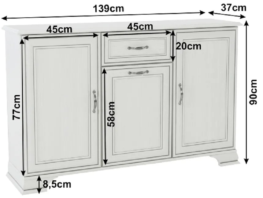 Comoda combinata 3D1S, woodline crem, TIFFY 08