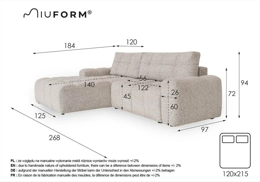 Colțar modular maro deschis extensibil/cu spațiu de depozitare (cu colț pe partea stângă) Lulu – Miuform