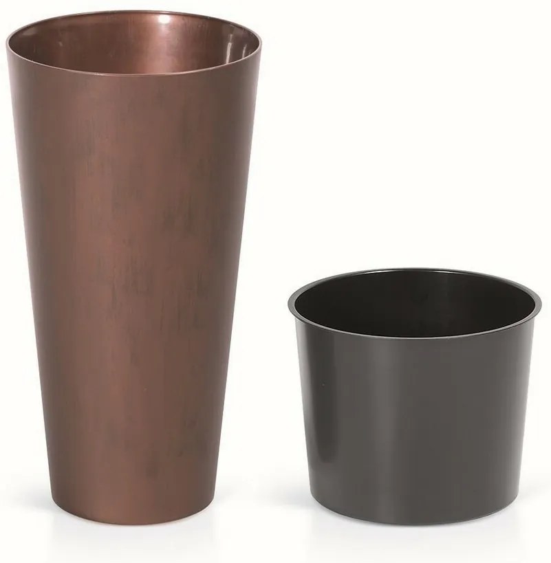 Ghiveci de flori TUBUS SLIM CORTEN cu inserție 25cm , oțel patinat, 25 cm