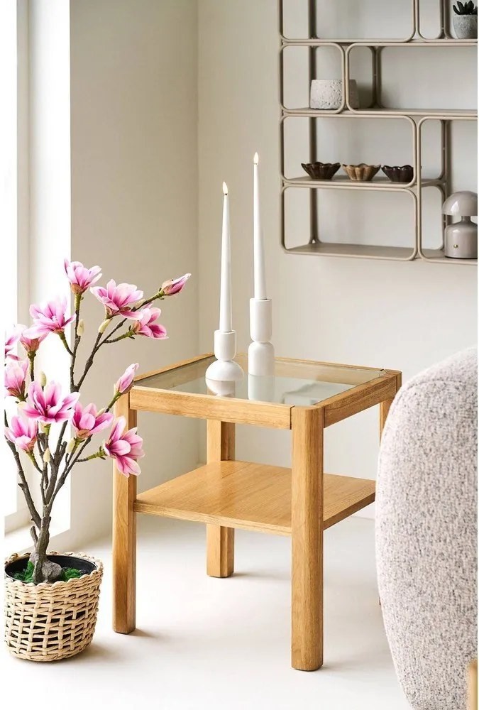 Măsuță auxiliară cu blat din sticlă 40x40 cm Lourmarin – House Nordic