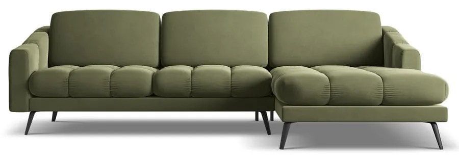 Colțar verde cu tapițerie din catifea (cu colț pe partea dreaptă) Nalu – Makamii