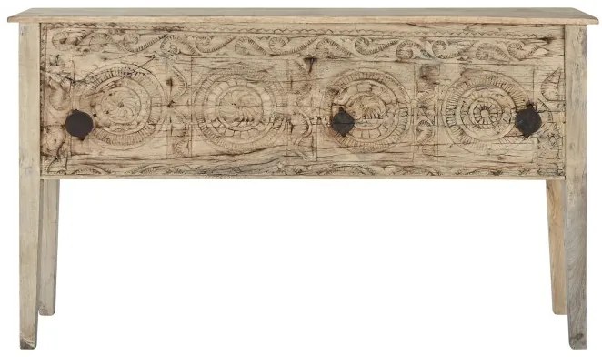 Consola sculptata, natur, din lemn de tec si mango, Legacy