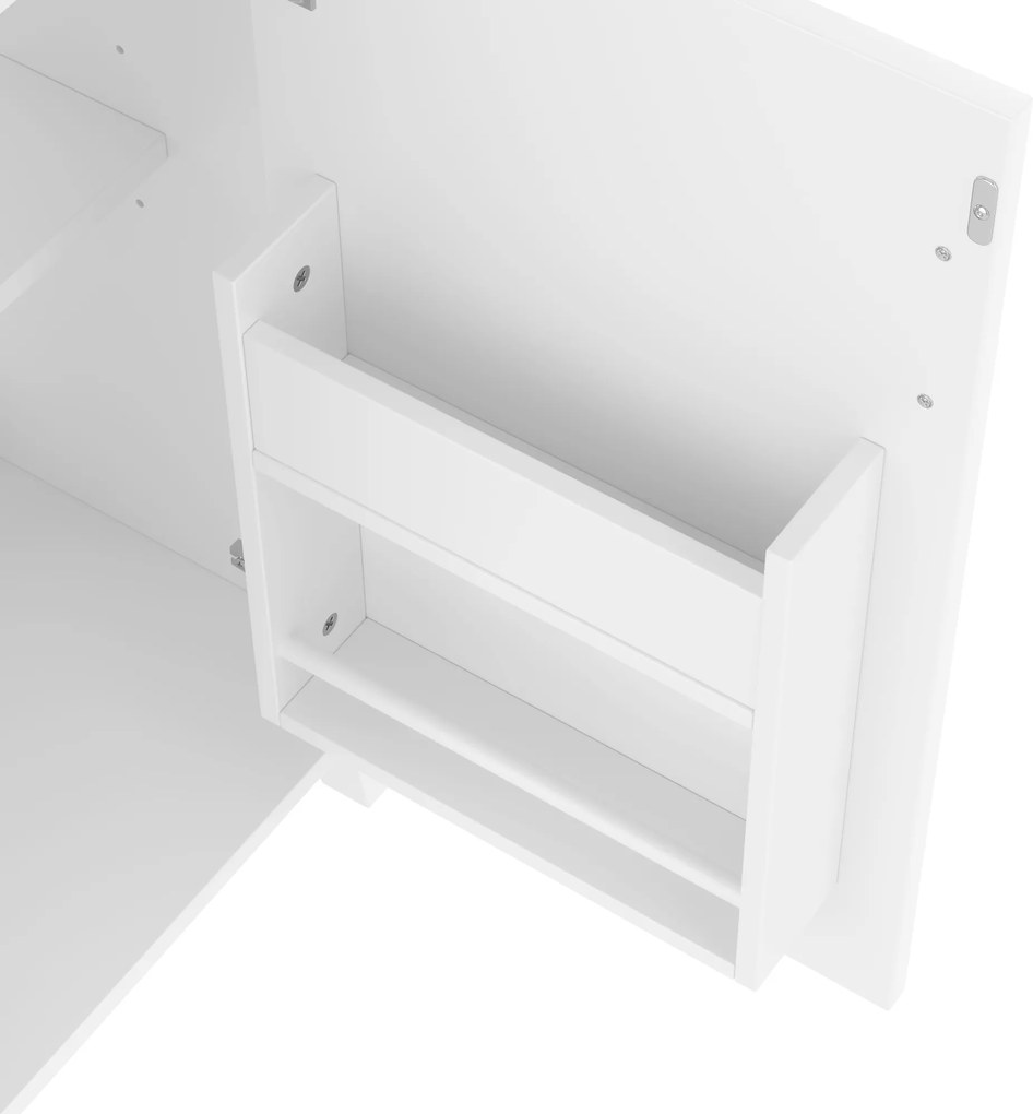 Dulap de baie independent cu lavoar ceramic integrat, rafturi ajustabile, 51x34x83 cm, Alb