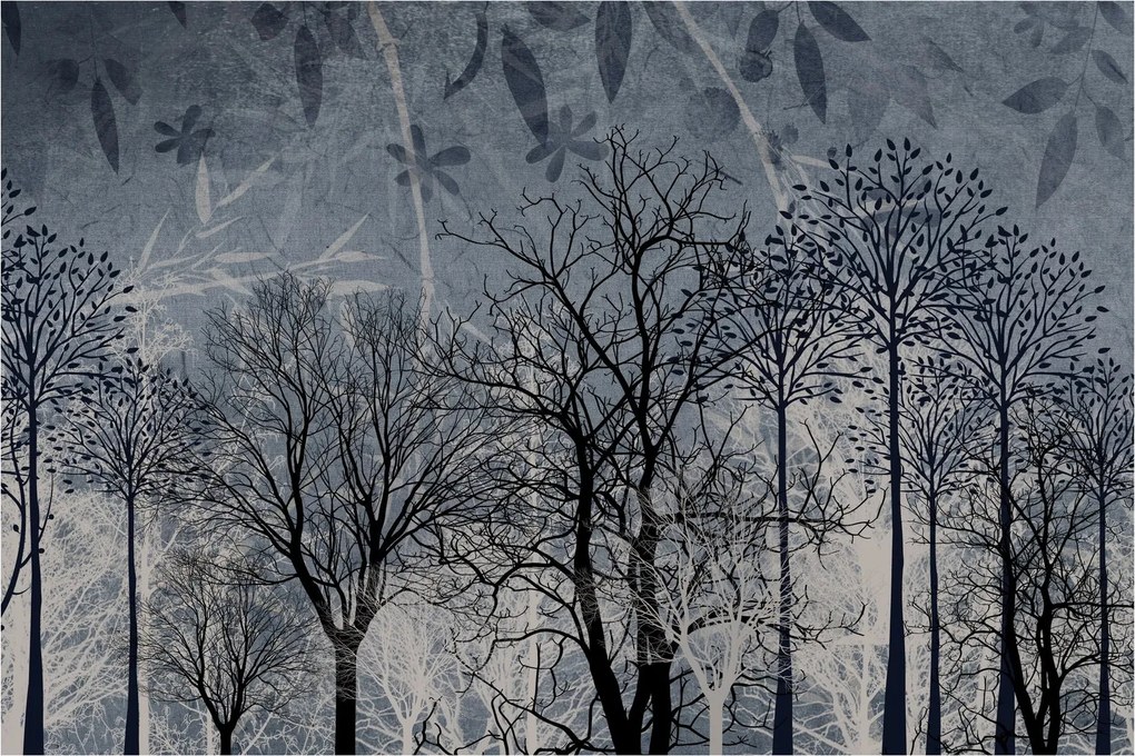 Tablou - Siluetă copac și frunze (90x60 cm)