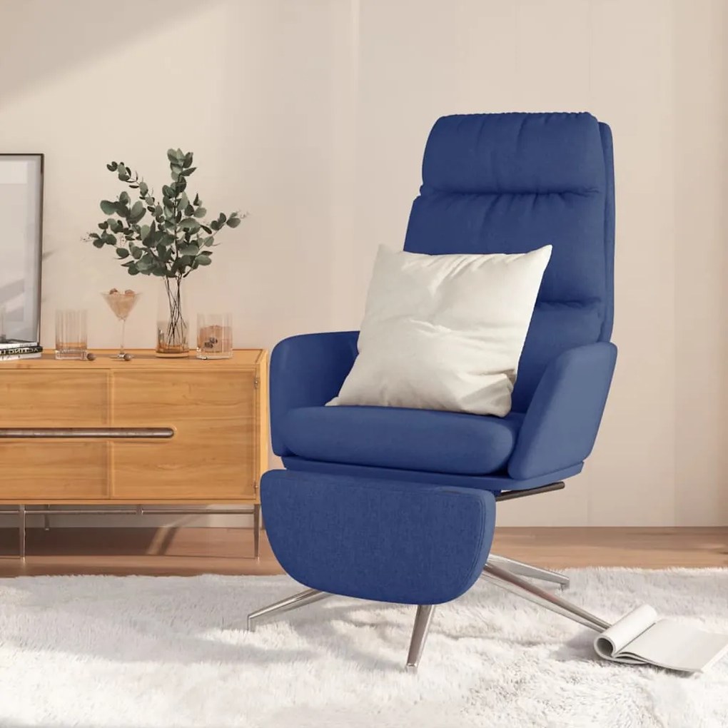 3097528 vidaXL Scaun de relaxare cu taburet, albastru, catifea