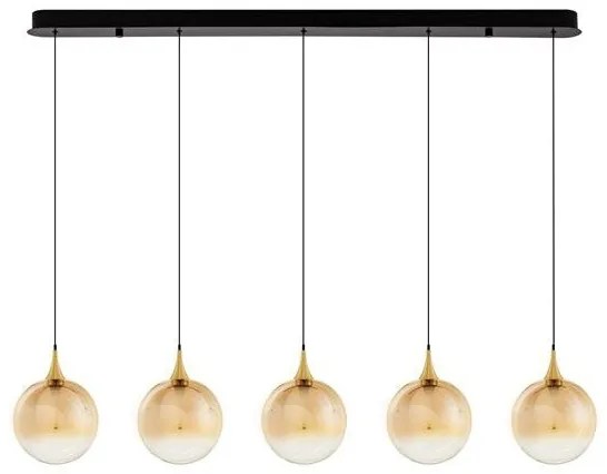 Lustra moderna cu 5 pendule LED, Metal, Sticla, Champaign, ORENDA