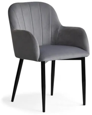 Scaun tapitat Tulip gri inchis/negru