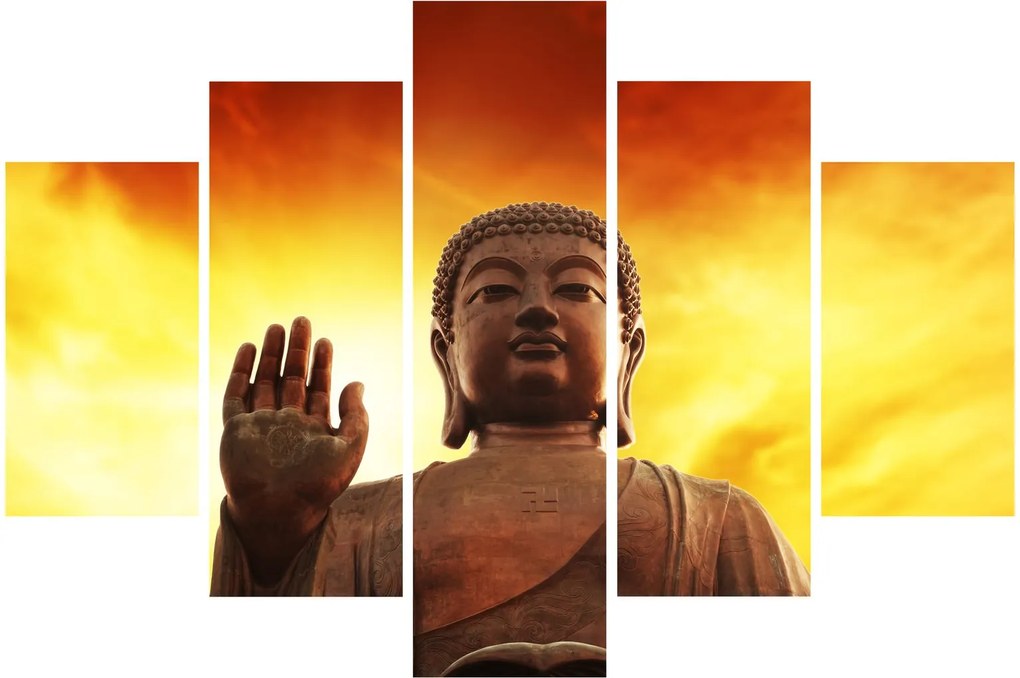 Tablou - Buddha cu fundal roșu și galben (150x105 cm)