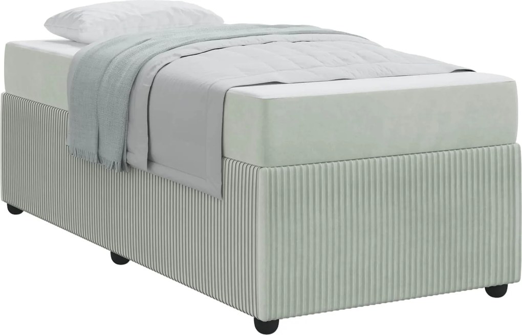 vidaXL Cadru de pat cu saltea Gri deschis 90 x 190 cm țesătură