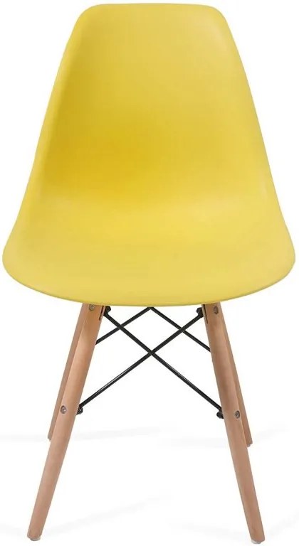 Set de scaune de luat masă din plastic, 2 bucăți, galben