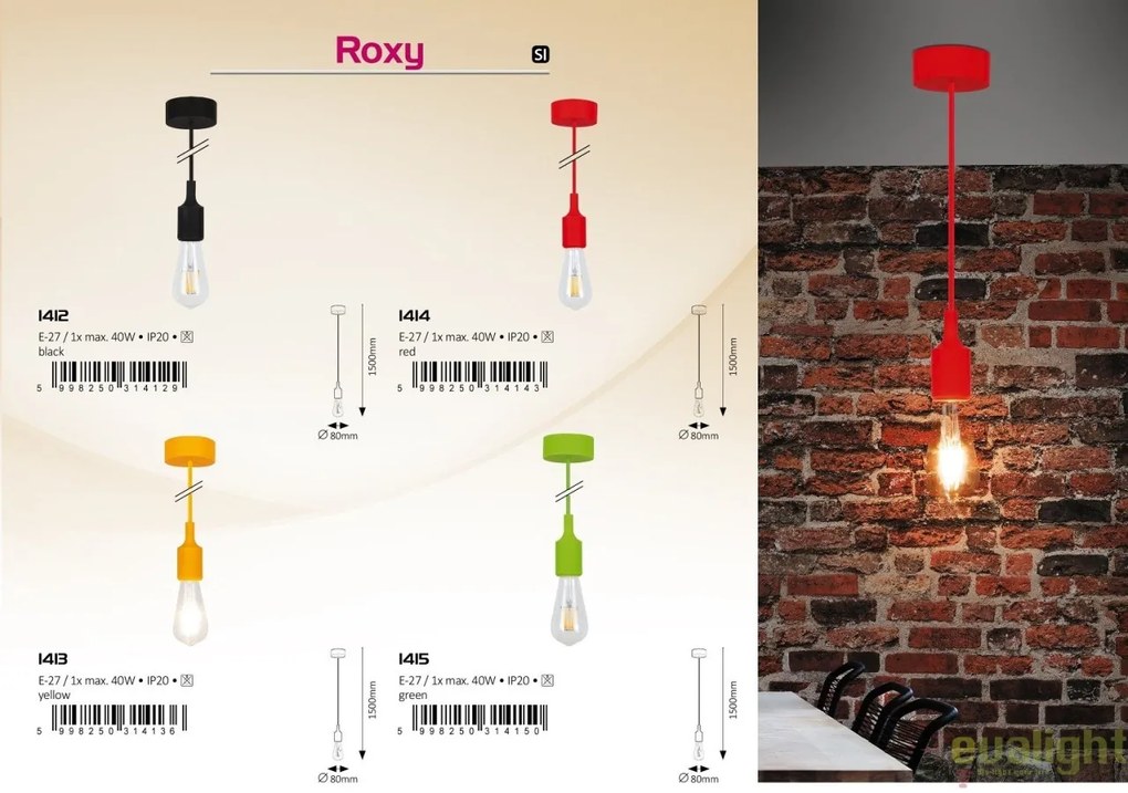 Lustra, Pendul design Industrial Style, finisaj negru, diametru 8cm, Roxy 1412 RX