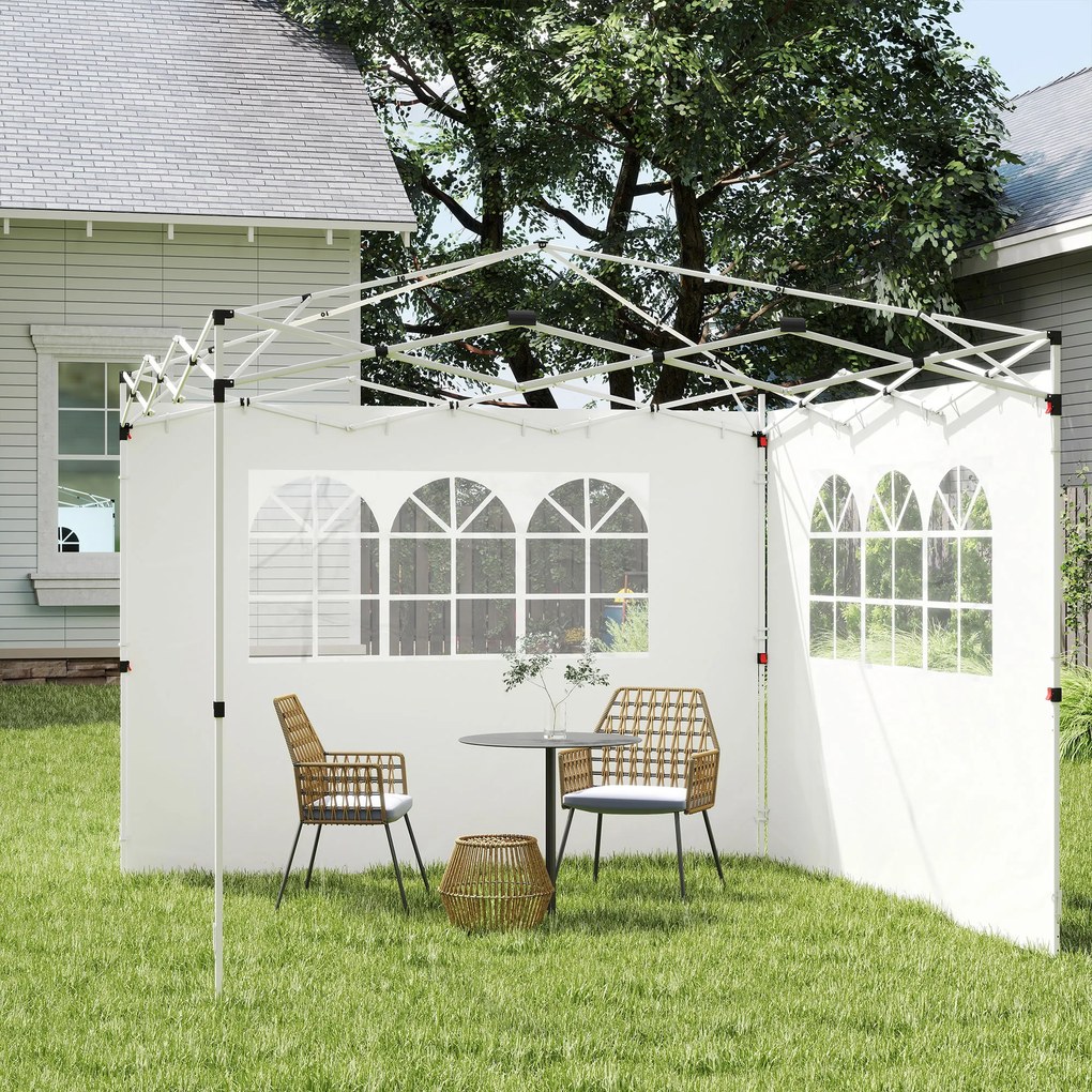 Outsunny Panouri Laterale pentru Corturi Pop-Up, Set de 2, 3x2m, Protecție UV, Rezistent la Apă, Alb | Aosom Romania