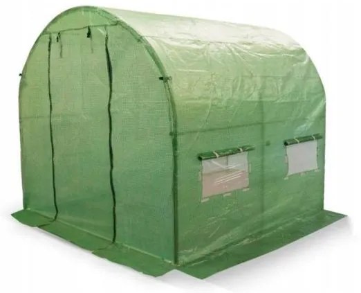 Sera de gradina, tip tunel, 5 ferestre, cadru metalic, folie PE + PP, 2x2x2 m, Chomik