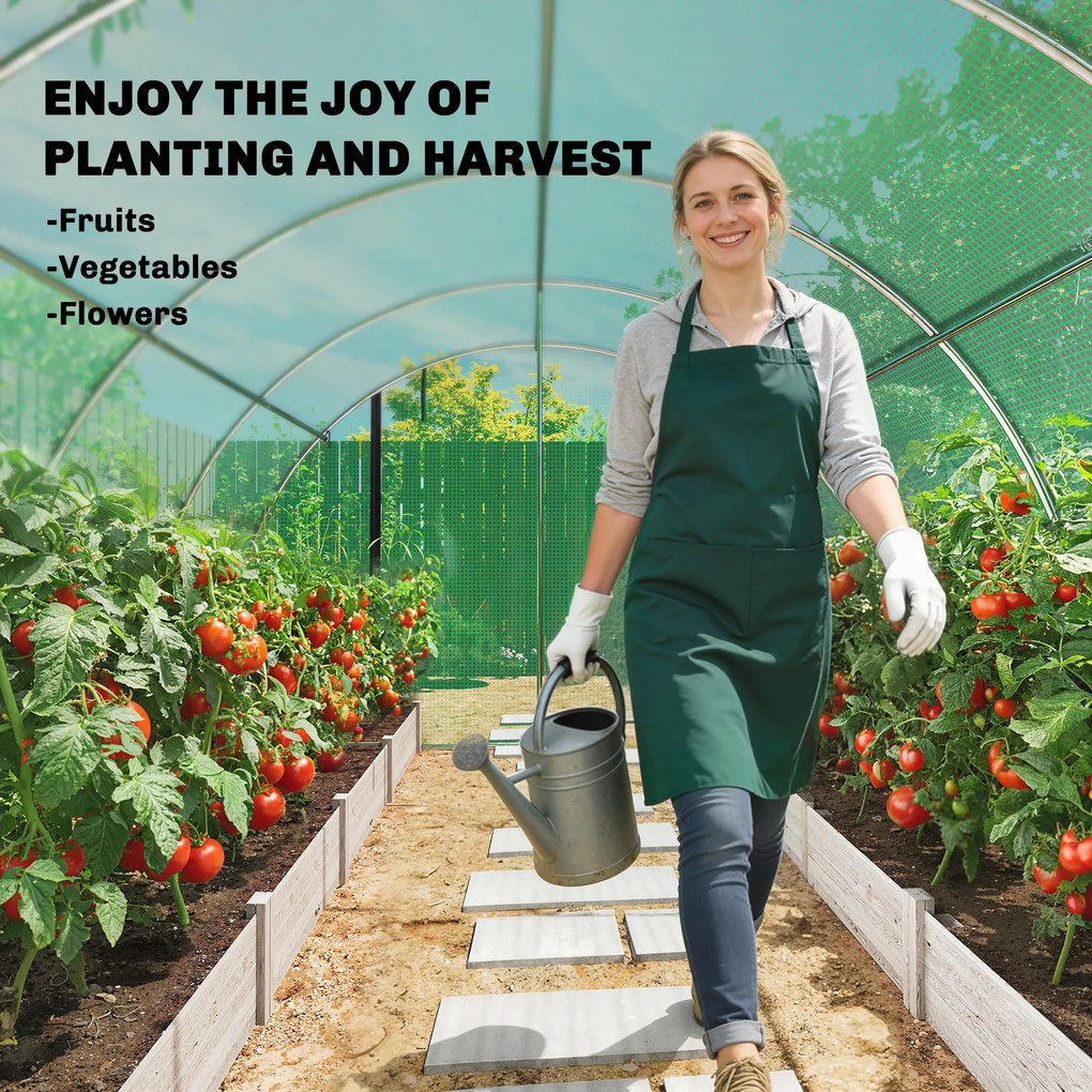 Outsunny Seră cca. 4 x 3 x 2 m, seră din folie cu uși rulante, 2 uși cu fermoar & 8 ferestre cu plasă, tije de susținere, Verde | Aosom Romania